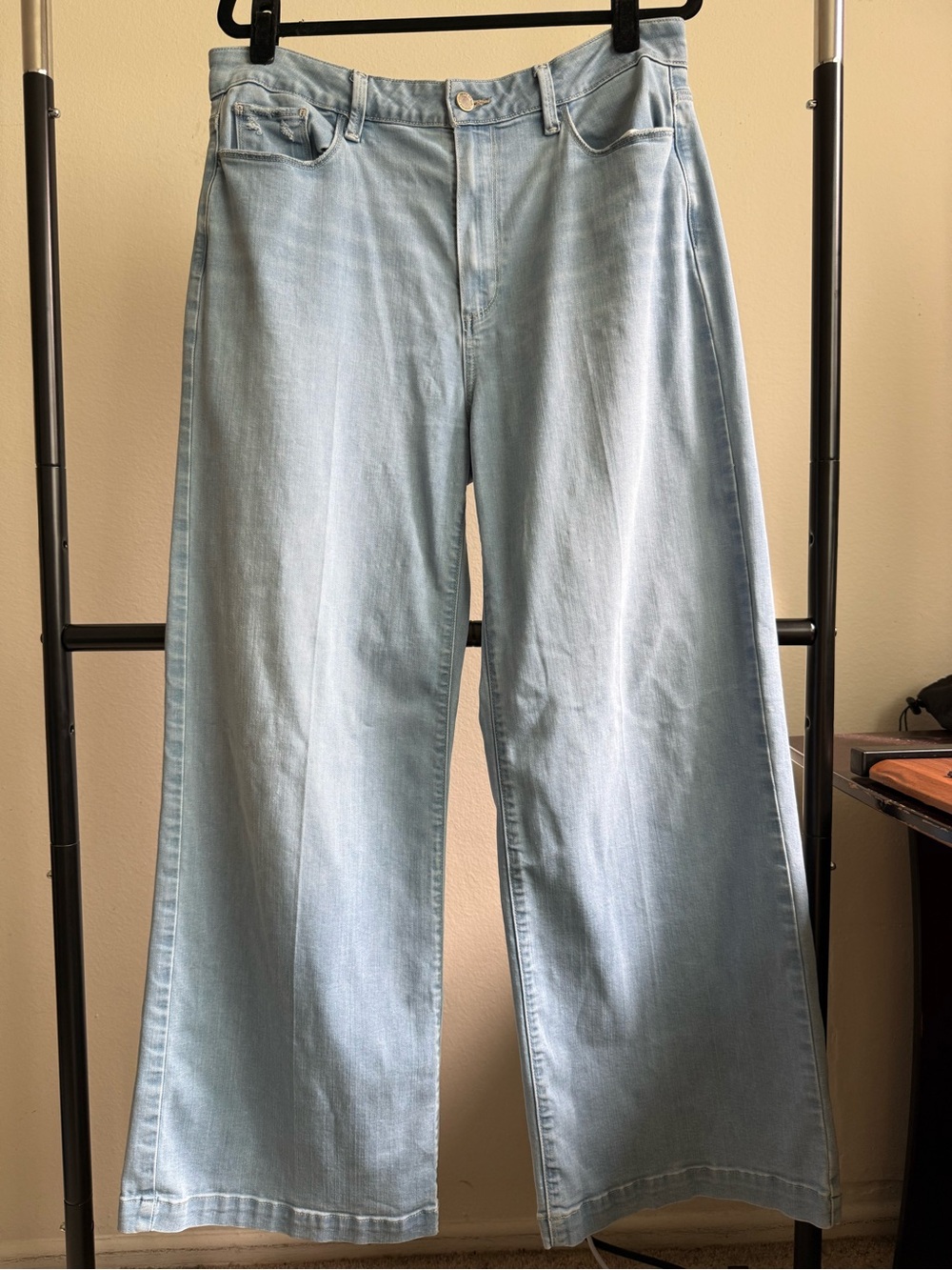 Paige Genesee High Rise Wide Leg Crop Jeans Light Wash 32